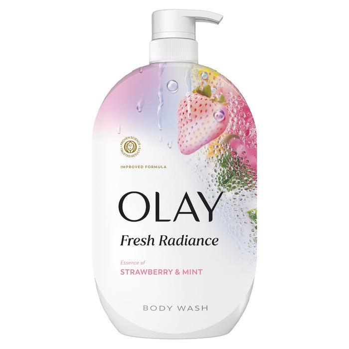 Olay Fresh Radiance Body Wash with Essence of Strawberry and Mint, Vitamin B3 and Antioxidant Blend 35oz