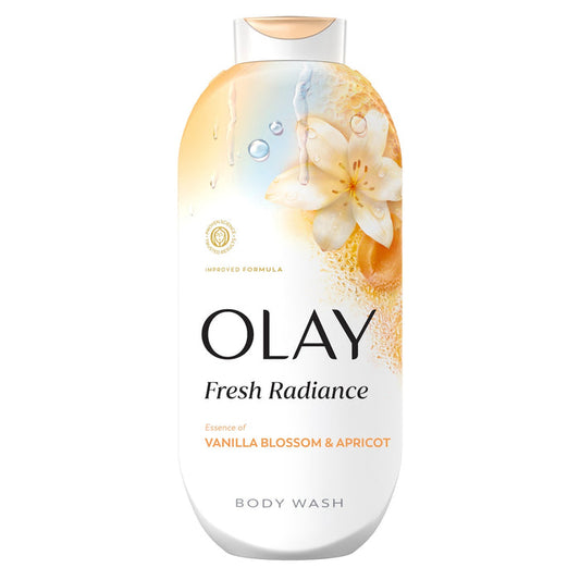 Olay Fresh Radiance Body Wash with Essence of Vanilla Blossom and Apricot, Vitamin B3 and Antioxidant Blend 22oz