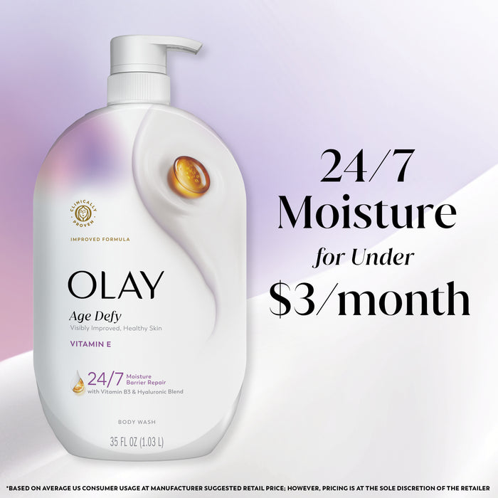 Olay Ultra Moisture Body Wash, Vitamin B3 and Hyaluronic Blend. 24/7 moisture for under $3 a month