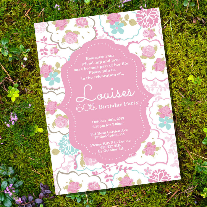 Pretty Rose Birthday Invitation | Pink Rose