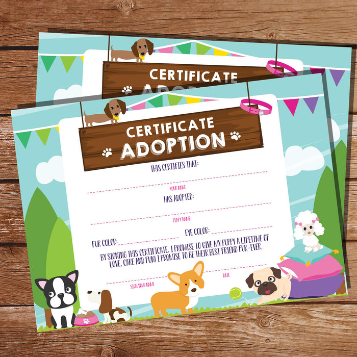Puppy Adoption Certificate