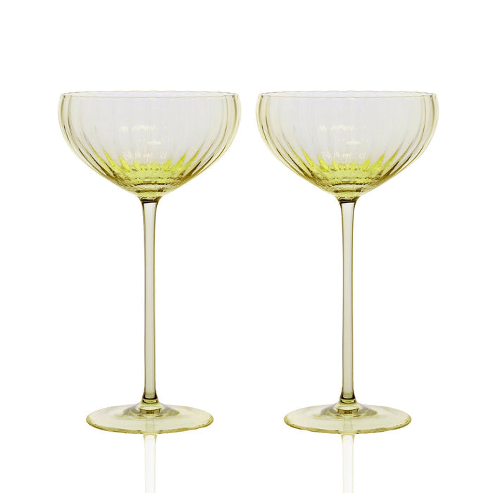 Quinn Mouth-Blown Crystal Coupe Glasses — Citrine view