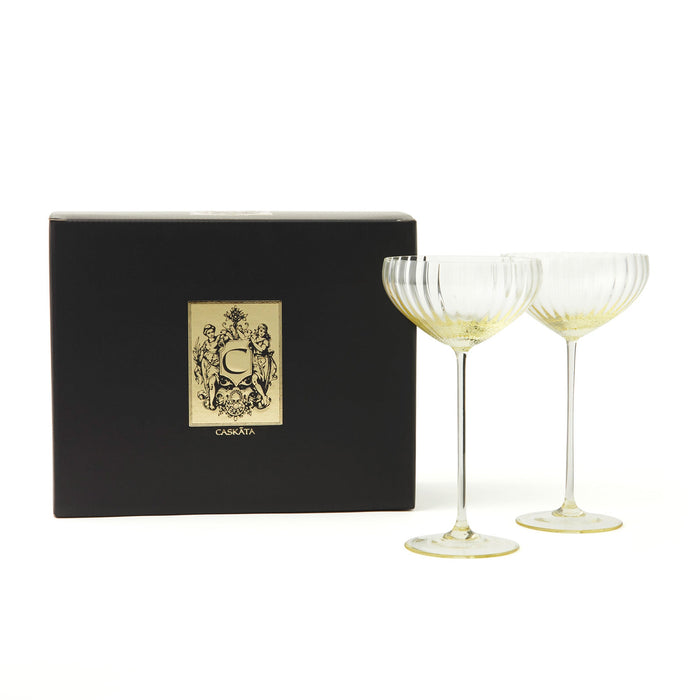 Quinn Mouth-Blown Crystal Coupe Glasses — Citrine view