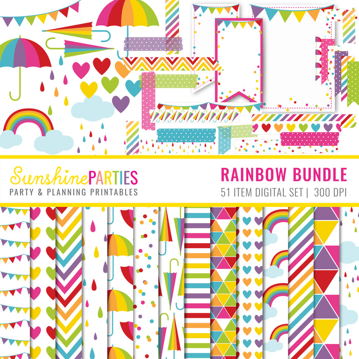 Rainbow Digital Paper Set
