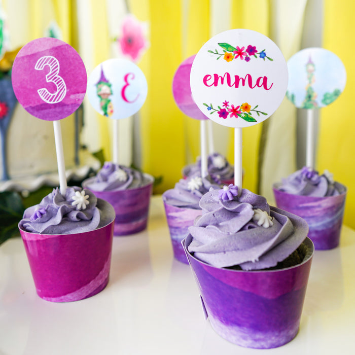 Rapunzel Birthday Party Printables Cupcake Toppers