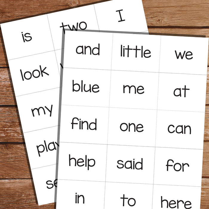 Sight words flash cards