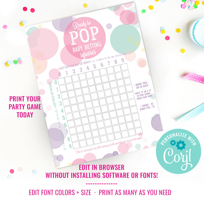 Ready To Pop Baby Shower Game | Girl Baby Shower Place Your Bets Game
