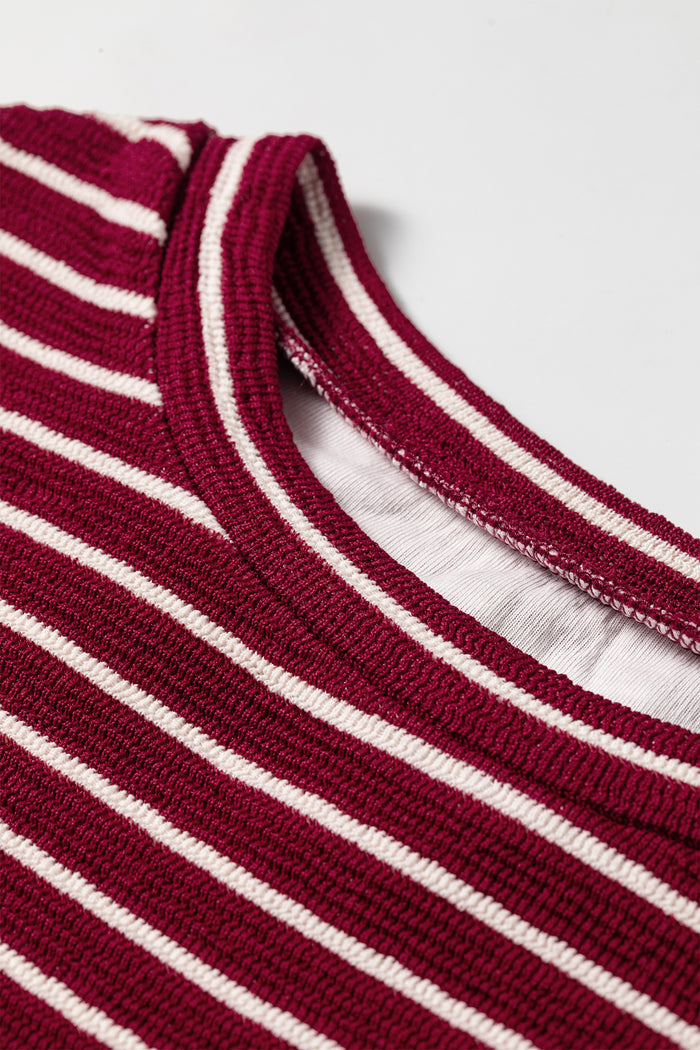 Red Stripe Drop Shoulder Long Sleeve Top — image 05