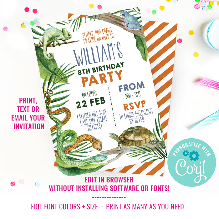 Reptile Birthday Party Invitation