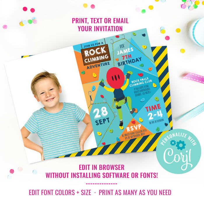 Rock Climbing Party Invitation