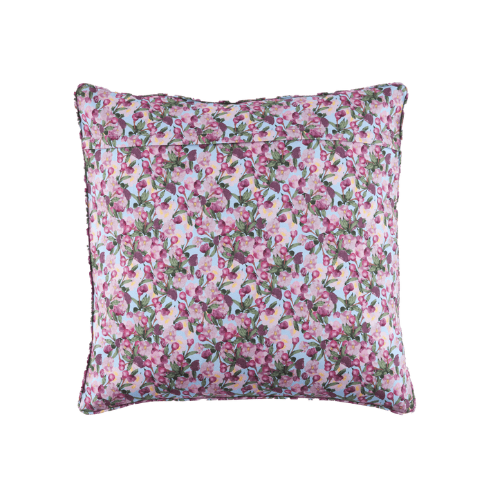 Reverse side of the Romance Is Dead Organic Cotton Square Pillow Cover in Blue