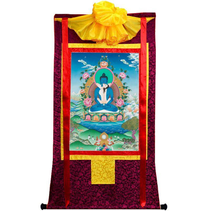 Samantabhadra in Yab Yum - Tibetan thangka painting, view 5