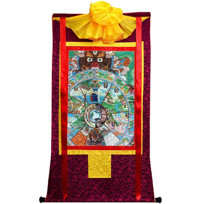 Samsara - Six Realm Wheel of Life - Tibetan thangka painting, view 5