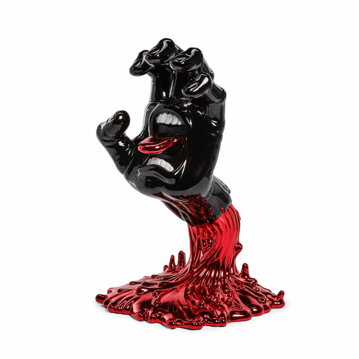 Santa Cruz 40th Anniversary Screaming Hand Blood Chrome Art Figure, limited edition vinyl collectible with vibrant design and chrome finish.