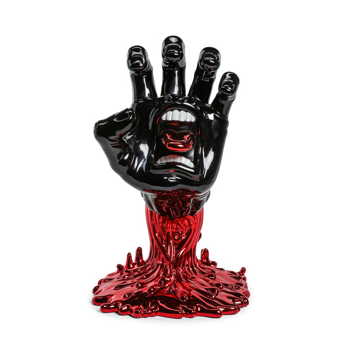 Santa Cruz 40th Anniversary Screaming Hand 9" Chrome Vinyl Art Figure in blood chrome finish, limited edition collectible art piece.