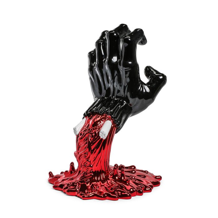 Santa Cruz 40th Anniversary Screaming Hand 9" Chrome Vinyl Art Figure in blood chrome, limited edition skateboarding collectible.