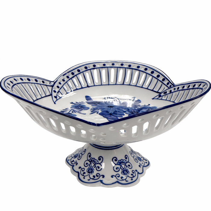Scalloped Floral Pierced Pedestal Bowl by The Enchanted Home