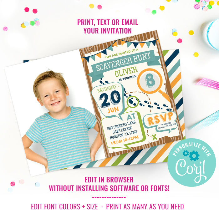 Scavenger Hunt Birthday Party Photo Invitation