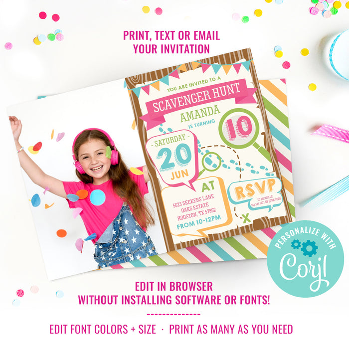 Scavenger Hunt Party Photo Invitation