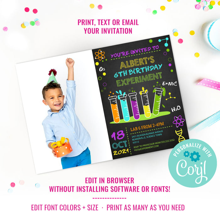 Science Experiment Party Photo Invitation