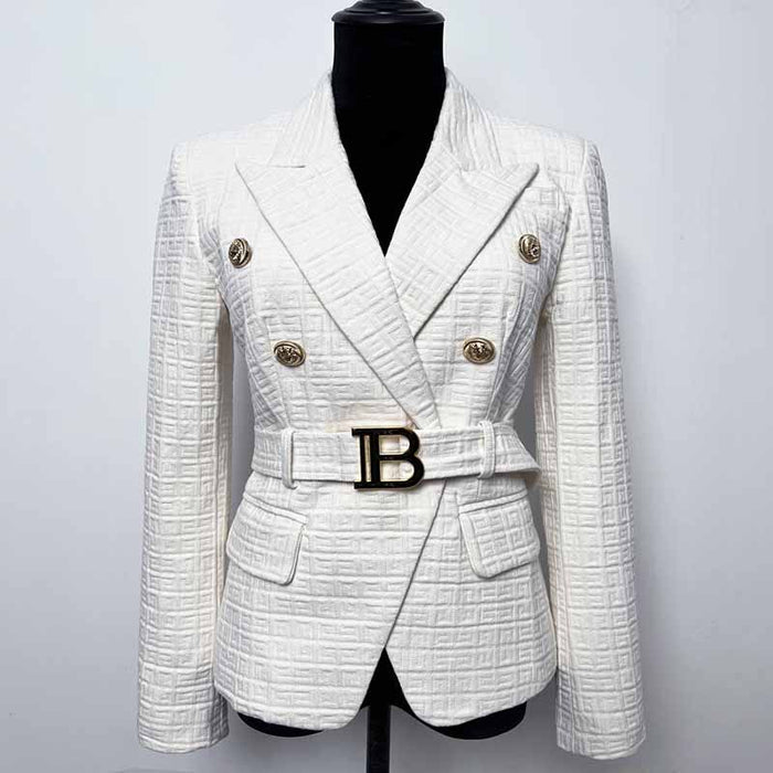 SD-HK Double-Breasted Blazers With Buckle for Women