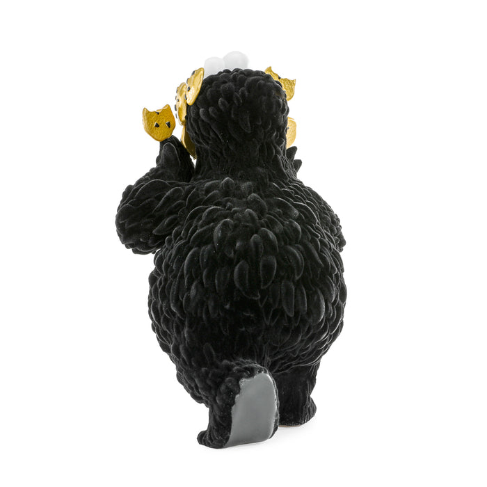 Sesame Street Kaiju Anatomy Cookie Monster 8-inch vinyl art figure in Midnight Edition, limited exclusive collectible with flocked texture.