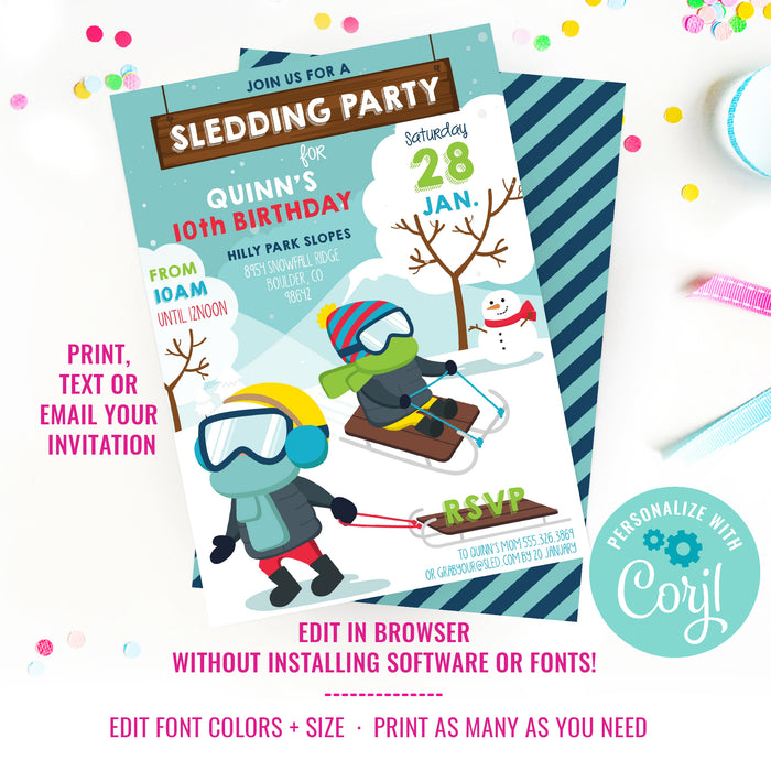 Sledding Party Invitation