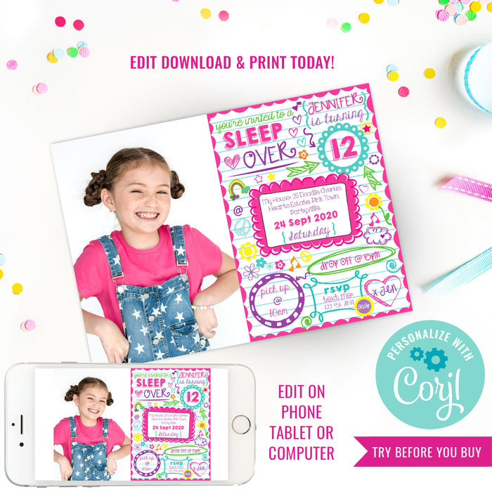 Slumber Party Photo Invitation