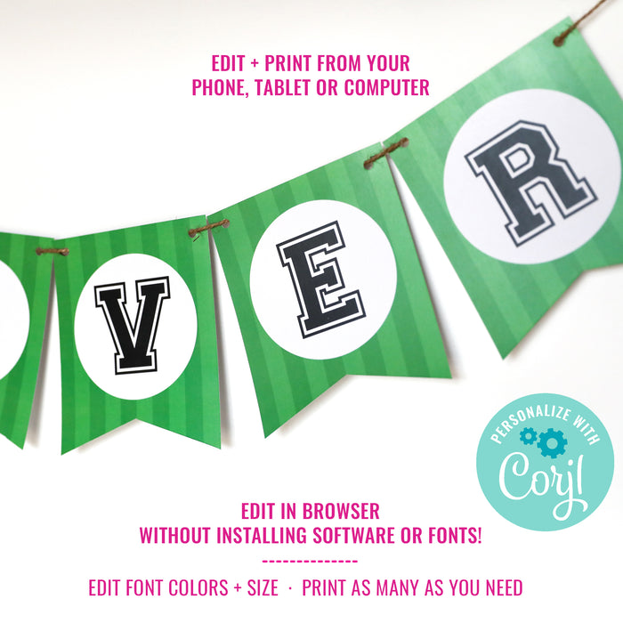 Soccer Party Birthday Banner for Boys | Printable Birthday Banner