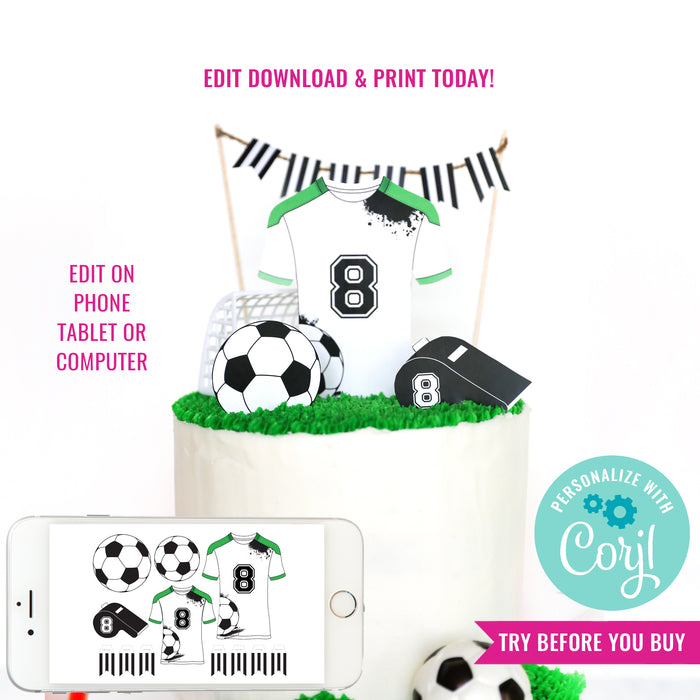 Soccer Party Cake Topper | Soccer Party Printable Cake Topper | Football Cake Topper