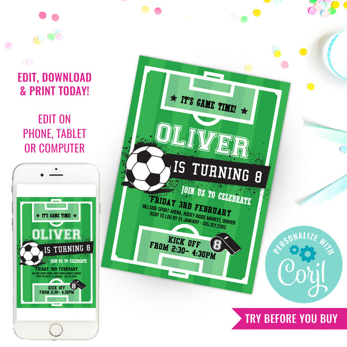 Soccer Party Invitation | Boys Soccer Party