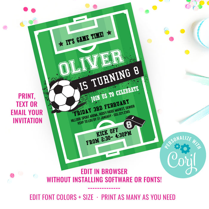 Soccer Party Invitation | Boys Soccer Party