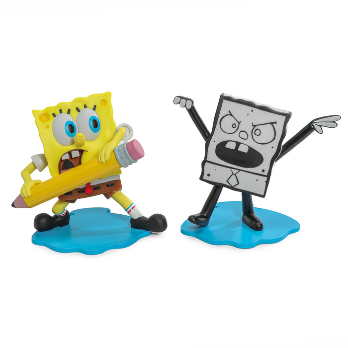 SpongeBob SquarePants and DoodleBob vinyl mini figure 2-pack featuring detailed cartoon character designs from the SpongeBob series.