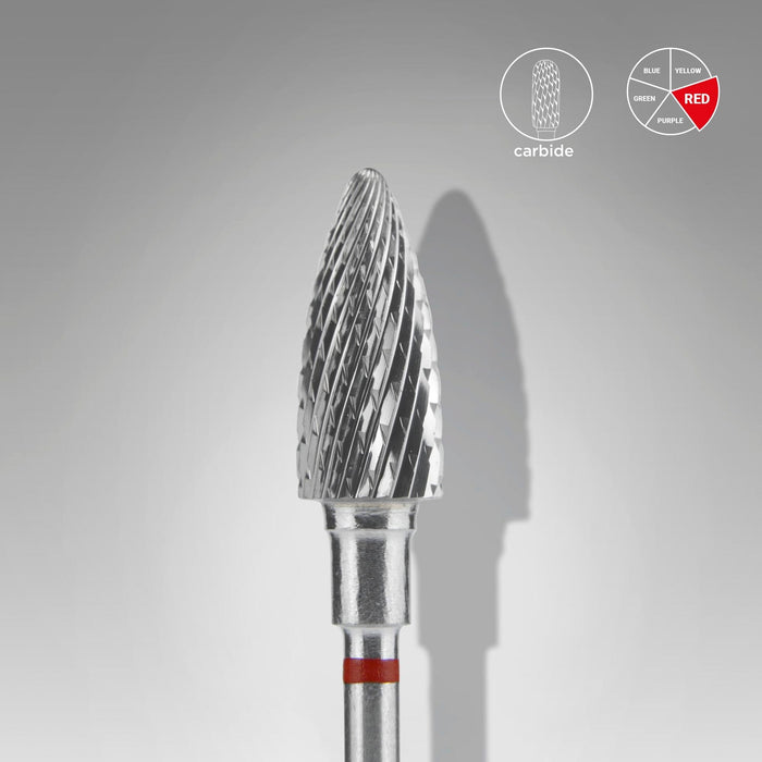 Staleks Carbide nail drill bit "pine cone" red, 6 mm Drill Bit Staleks