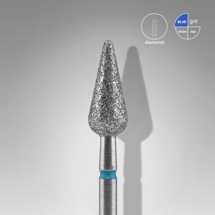 Staleks Diamond nail drill bit "pointed pear" blue, 5 mm Drill Bit Staleks