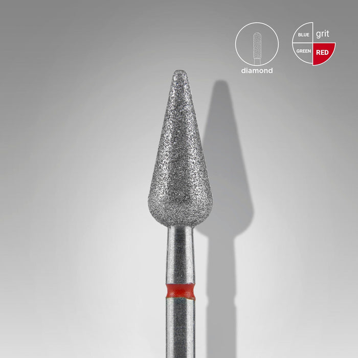 Staleks Diamond nail drill bit "pointed pear" red, 5 mm Drill Bit Staleks