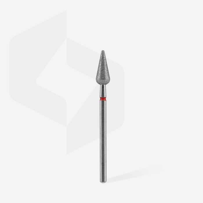 Staleks Diamond nail drill bit "pointed pear" red, 5 mm Drill Bit Staleks