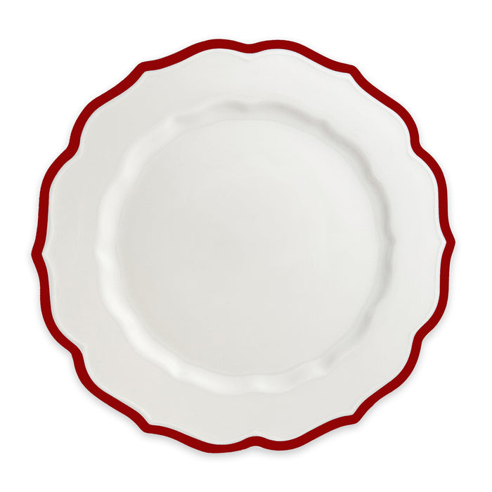 Stella Scalloped Porcelain Dinner Plates — Crimson view