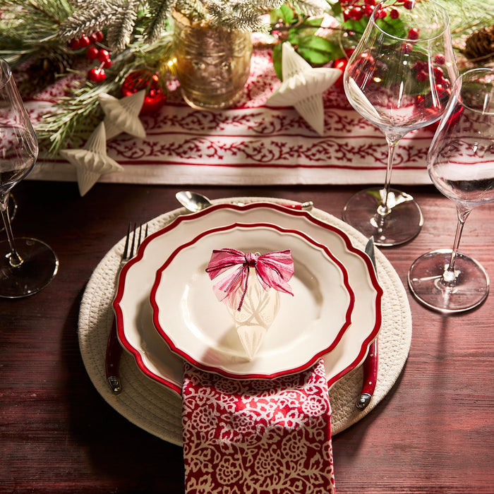 Stella Scalloped Porcelain Dinner Plates — collection styling with coordinating pieces