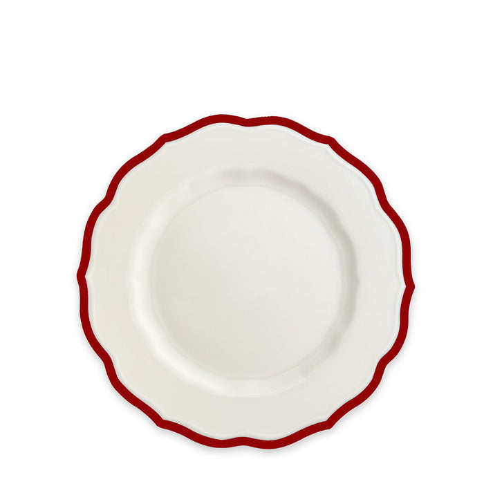 Stella Scalloped Porcelain Salad Plates — Crimson view