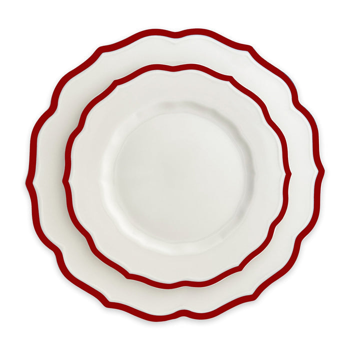 Stella Scalloped Porcelain Salad Plates — collection styling with coordinating pieces