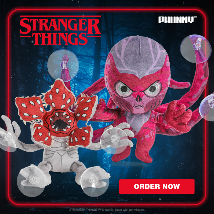 Stranger Things Demogorgon plush window clinger featuring a detailed, soft fabric Demogorgon character for decorative display.