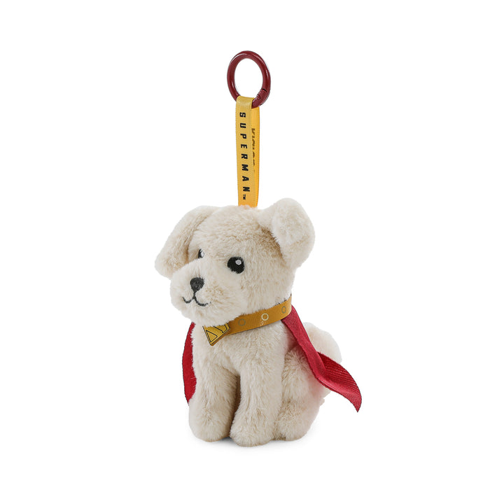 Superman Krypto plush charm from DC Comics featuring a soft, collectible plush toy with Superman logo and Krypto the dog design.