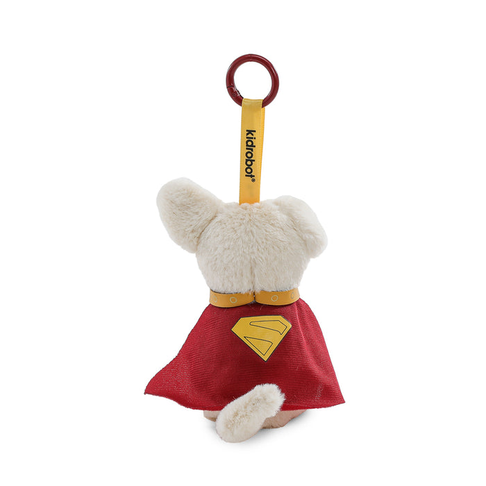 DC Comics Superman 2025 Krypto plush charm, soft and detailed collectible plush toy featuring Superman and Krypto the dog.