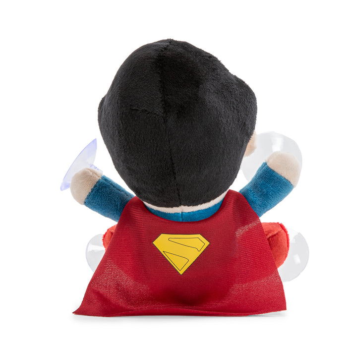 Superman plush window clinger from DC Comics featuring Superman in a classic pose, designed to stick on windows and glass surfaces.