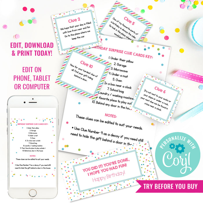 Surprise Birthday Cards for Girls | Birthday Present Hunt Cards