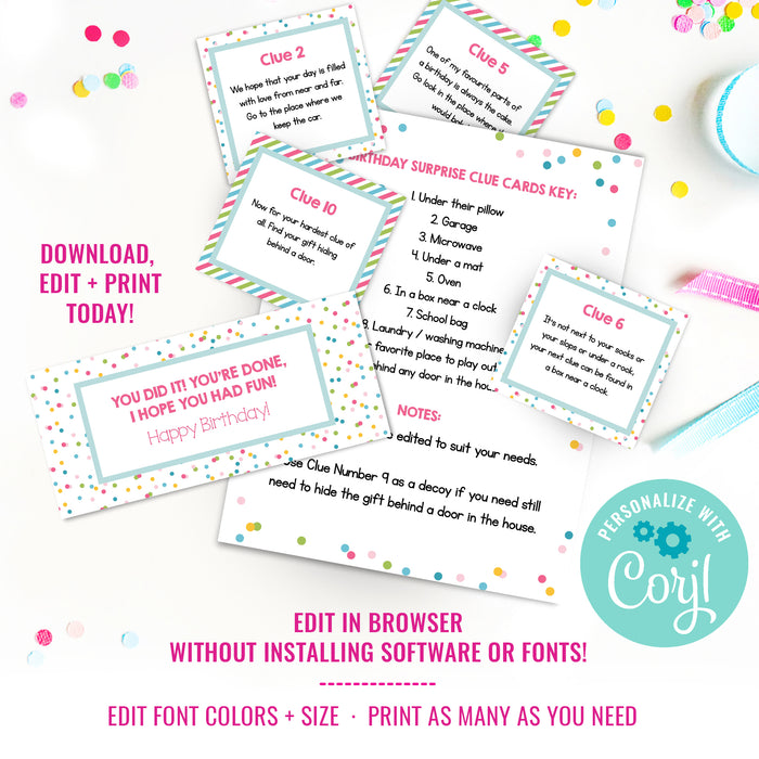 Surprise Birthday Cards for Girls | Birthday Present Hunt Cards