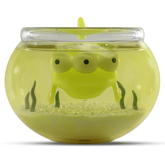 The Simpsons Blinky in Fish Bowl glow-in-the-dark vinyl art figure, 5.5 inches, radioactive edition, featuring bright colors and detailed design