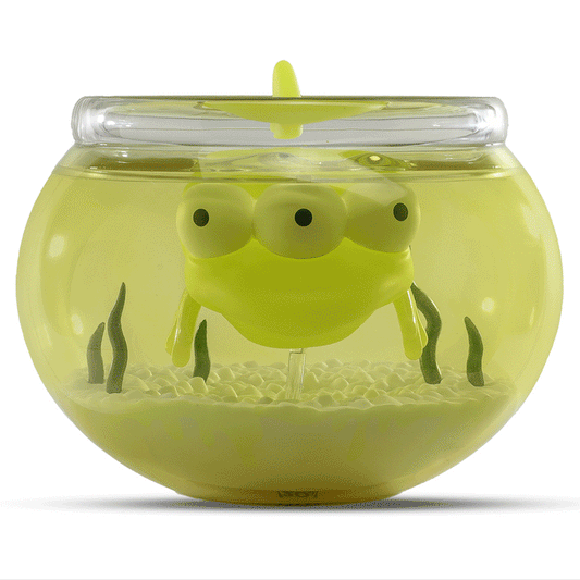 The Simpsons Blinky in Fish Bowl glow-in-the-dark vinyl art figure, 5.5 inches, radioactive edition, featuring bright colors and detailed design