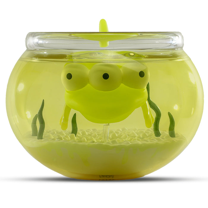 The Simpsons Blinky in Fish Bowl 5.5-inch glow-in-the-dark vinyl art figure, radioactive edition, featuring Blinky underwater.